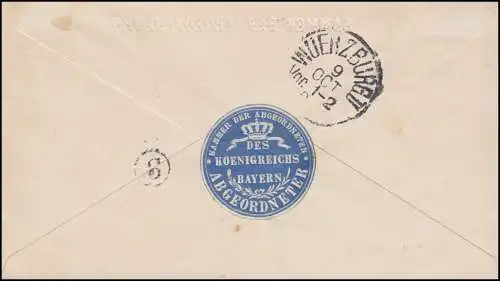 Lettre de Bavière avec sceau Chambre de la MUNICH-LANDTAG D'Ordination 8.10.1891