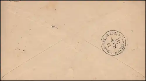Russie couverture U 33A armoiries 7 kop. bleu de TUKKUM 2.4.1895 à Baron Rapp