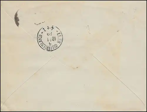 Frankreich Umschlag U 2 Handel und Frieden mit Zusatzfrankatur PARIS 7.1.1889