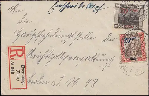 74A+75A Marques d'impression Paysages MiF R-Lettre ELVERSBERG 14.7.1922 dès BERLIN