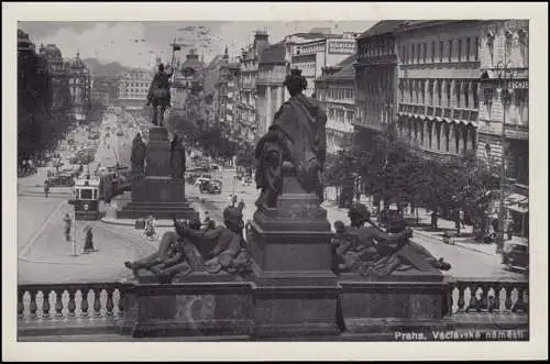 Ansichtskarte Prag St.-Wenzels-Denkmal Wenzelsplatz, Böhmen und Mähren PRAG 1942
