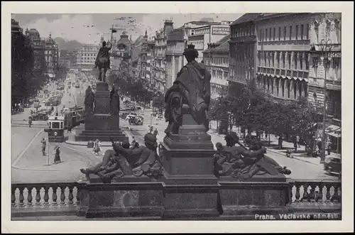 Carte de Prague St.-Wenzels-Monument de Venceslasplatz, Bohême et Moravie PRAG 1942