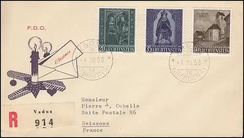 Liechtenstein 374-376 Noël 1958 jeu sur bijoux-R-FDC Vaduz 4.12.58