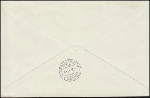 214-217 Princes de Liechtestein ensemble sur Eil-R-FDC ESSt VADUZ 5.7.1943