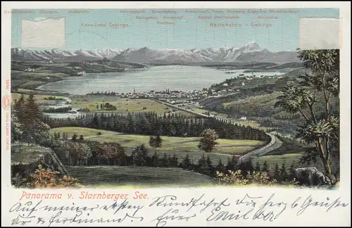 STARNBERG-SCHIFFSPOST C 10 - 10.8.1905 auf AK Starnberger See n. AUGSBURG 11.8.