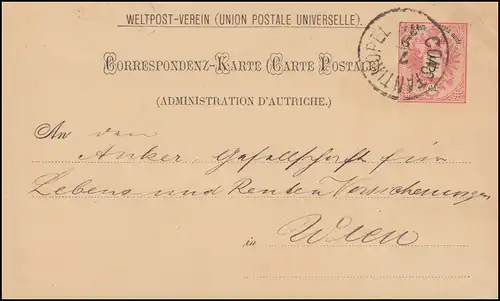 Poste autrichienne au Levant: carte postale P 5 II CONSTANTINOPEL 7.9.1886