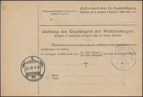 87IIa, 92IIb Germania sur carte de paquet LEIPZIG 2 - 19.10.16, vérifié JÄSCHKE