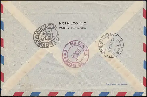 Liechtenstein 277 Association postale mondiale en quadruple avec 271 R-Lettre VADUZ 13.7.1949