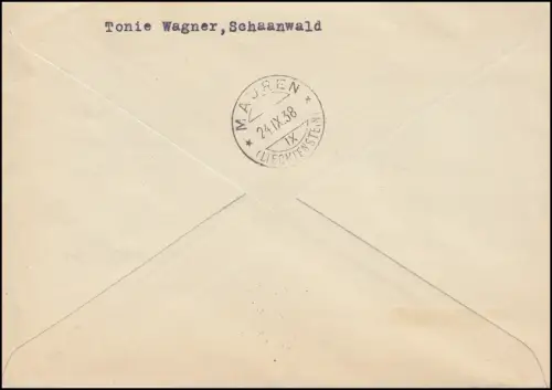 Vol spécial Aarau-Bellinzona Exposition des timbres Aaraur R-Lettre MAUREN 12.9.38