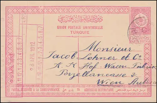 Turquie Carte postale P 37 Dessin Tughra ANDREINOPLE 25.4.1912 vers Vienne 26.4.12