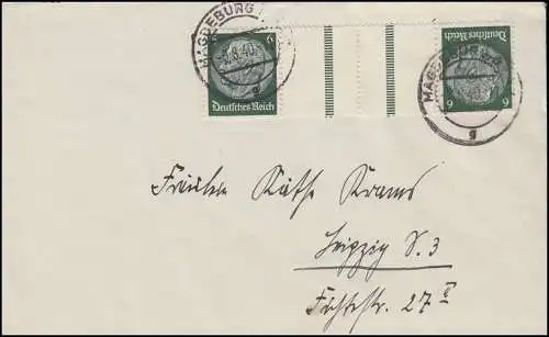 Hindenburg-Kormacht KZ 22.4. en tant qu'EF sur lettre MAGDEBURG 9.8.40 à Leipzig