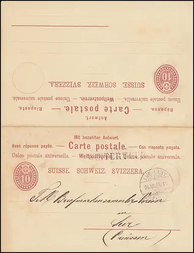 Suisse P 15 double carte AMBULANT 33 - 26.8.86 Dépliant WINTERTHUR vers Leer