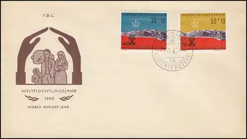 Liechtenstein 389-390 Année de réfugiés mondial 1960 Taux de bijoux R-FDC VADUZ 7.4.