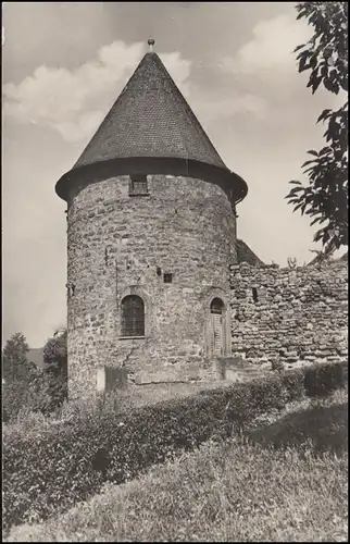 Landpost-Stempel Geisenhain über STADTRODA 27.8.62 auf AK Löfflerturm / Kahla