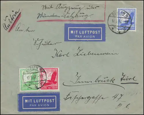 529+530+532 timbres postaux Steinadler Lp. lettre d'étranger BERLIN N 4 - 10.5.37