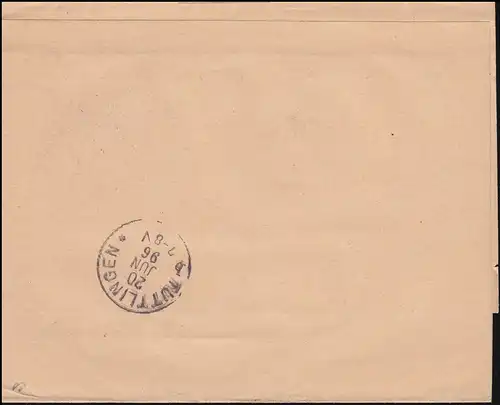 Württemberg PS 2 Streifband Die Briefmarke ESSLINGEN-BAHNHOF 19.6.1896