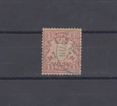 Bayern 53 Wappen 1 Mark - TS-Stempel in blau NÜRNBERG Telegrafenstation