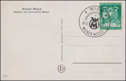 769 Wiener Messe auf passender AK Südhalle SSt WIEN Technische Messe 24.9.41