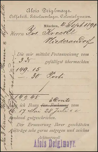 Bayern P 38/01, paragraphe 5 Pf vert DV 90: MÜNCHEN IIII. - 4.9.90 vers Niederaudorf