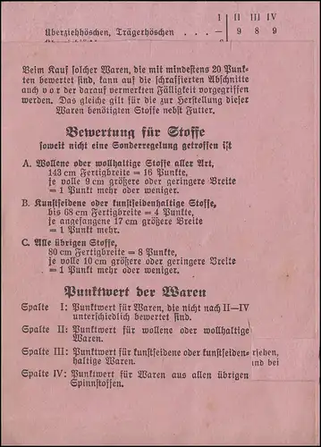 Municipalité Sousrieden / Witzenhausen 2. Carte des vêtements de Reich pour enfants, 1941