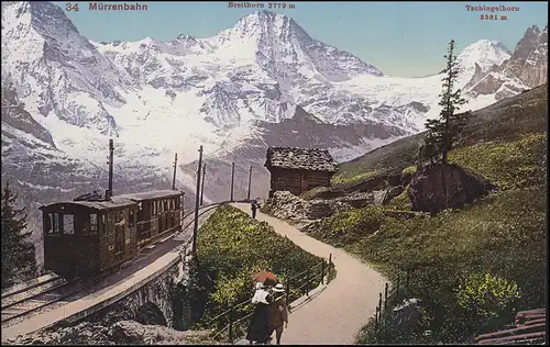 Schweiz AK 34 Mürrenbahn mit Breithorn und Tschingelhorn, ungebraucht