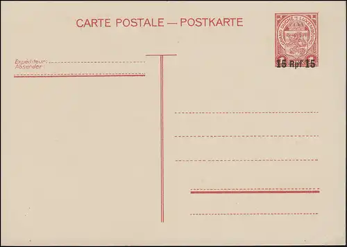 Luxemburg Postkarte P 8 Wappen 1 F mit Aufdruck Rpf, ungebraucht **
