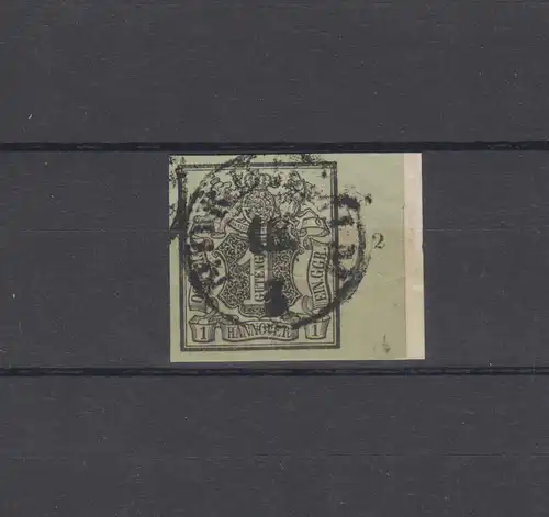 Hannover 2 Freimarke 1 Ggr. rechtes Randstück mit Reihenzähler 2, Briefstück