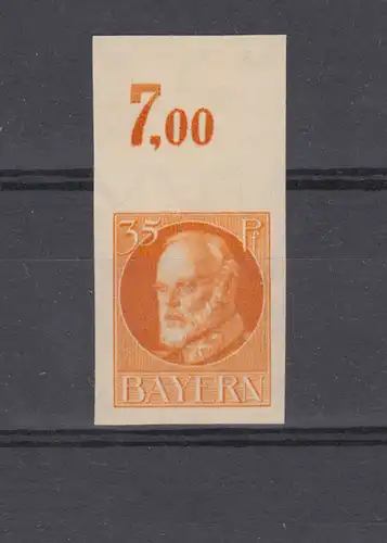134BI Ludwig 35 Pfennig - ungezähnt ohne Aufdruck vom Oberrand, ** postfrisch