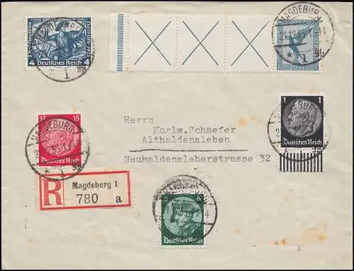 Fusion de courrier aérien RL 15.2 avec lettre supplémentaire R MAGDEBURG 21.12.33