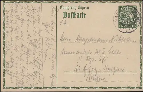 Bayern P 93I/02 Große Krone 5 Pf. DV 15 BAD KISSINGEN 17.8.15