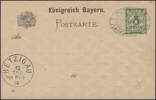 Bayern P 48 Landesausstellung ohne Initialen SSt Nürnberg 9.9.96 Betzigau 10.9.