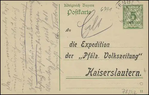 Bayern Bosenbach sur ALTENGLAN 10.9.11 zur Pfälz. Volkszeitung Kaiserlautern