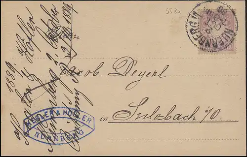 Bayern 5 Pf. Wappen, EF Postkarte NÜRNBERG VI. 2.10.89 nach Sulzbach