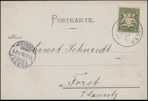 Bayern Wappen 5 Pf vert EF Carte postale MÜNCHEN 1.B.P. 10.12.00 selon Forst 11.12.0