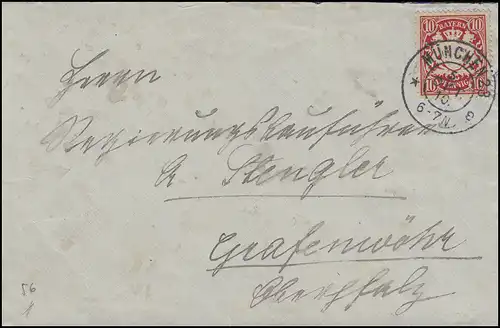 Bavière 10 Pf. Armoiries EF Lettre MÜNCHEN 23 - 5.10.10. vers Grafenwörth