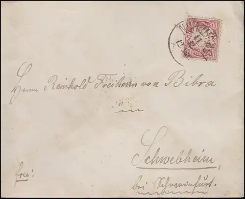 Bayern 10 Pfennig EF Bf. NÜRNBERG I. - 11.12. n. Schwebheim / SCHWEINFURT 11/12/