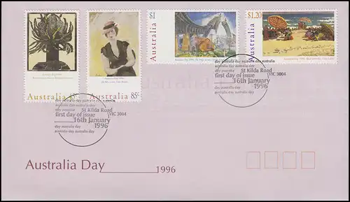 Australien: Moderne Gemälde von Preston, G.C. Smith, Bryans, Lahey 1996 auf FDC