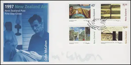 Nouvelle-Zélande: peinture moderne de Colin McCahon 1997, 4 valeurs sur les bijoux FDC