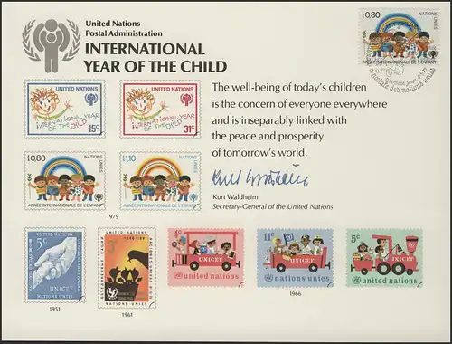 UNO Genf: Kinder verschiedener Nationen mit Regenbogen,Gedenkblatt ESSt Genf
