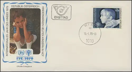 Österreich: Kind mit schützender Hand, 1 Werte auf Schmuck-FDC