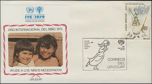 Uruguay: Märchen - Drachensteigen - Kinderzeichnungen, 3 Schmuck-FDC