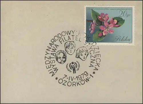 Pologne: Carte de timbre SSt Enfants de différentes nations Exposition Ozorkov 7.4.79