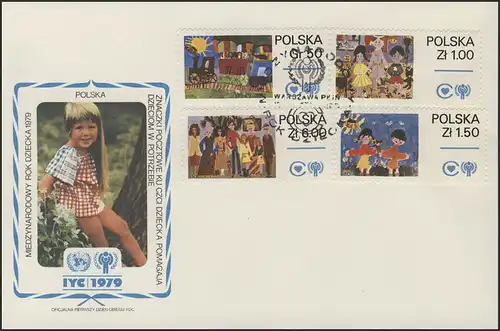 Pologne: Dessins pour enfants - En jouant & famille, 4 timbres, ensemble sur les bijoux-FDC