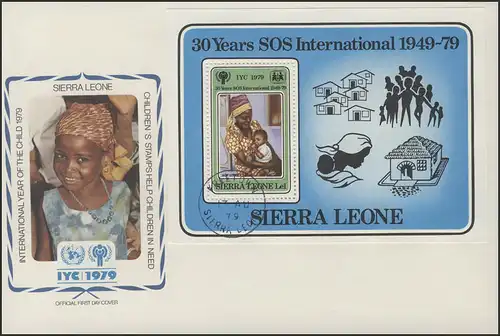 Sierra Leone: Kinderalltag - Schule & Spielen & Familie, Block auf Schmuck-FDC