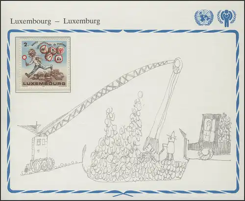 Luxemburg: Kind mit Luftballons & Verkehrszeichen, Marke **