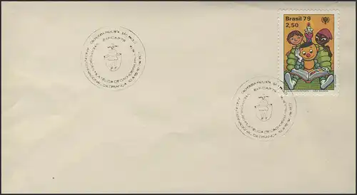 Brasilien: Lesen bildet, 1 Wert auf Umschlag SSt Ausstellung Kind mit Sprungseil