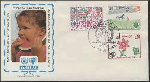 Monaco: Dessins pour enfants, 3 marques sur le FDC de bijoux