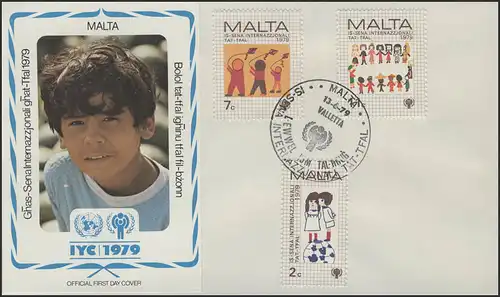 Malta: Kinderzeichnungen, 3 Werte, Satz auf Schmuck-FDC