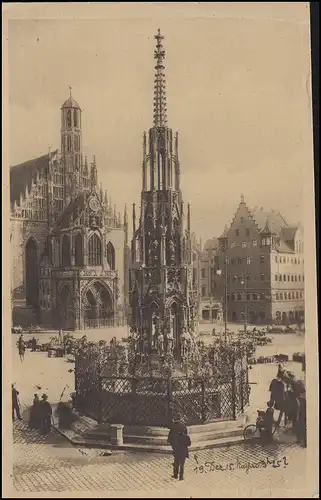 Ansichtskarte Nürnberg - Schöner Brunnen und Frauenkirche, EF NÜRNBERG 27.12.15