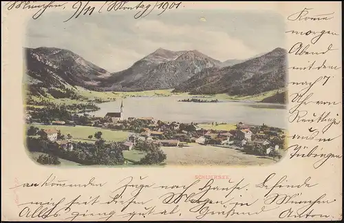 Carte de vue Schliersee - Panorama, MÜNNEN 9.9.1901 d'après TÜBINGEN 10.9.01